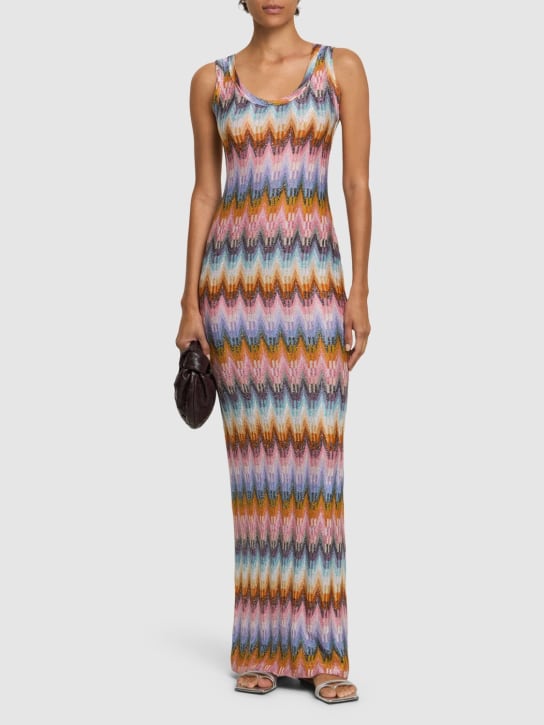 Missoni: Lamé chevron sleeveless long dress - Multicolor - women_1 | Luisa Via Roma