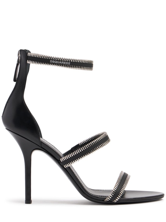 Dsquared2: 100毫米拉链高跟凉鞋 - 黑色 - women_0 | Luisa Via Roma