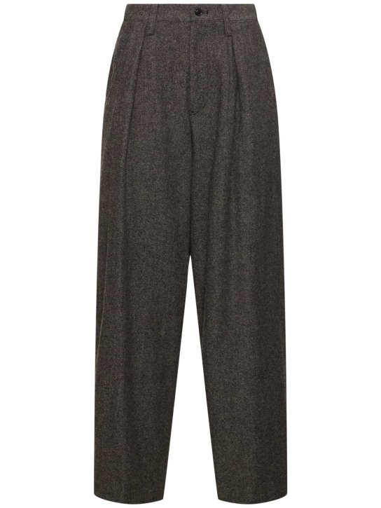 Yohji Yamamoto: Flannel wide leg pants - Grey - women_0 | Luisa Via Roma