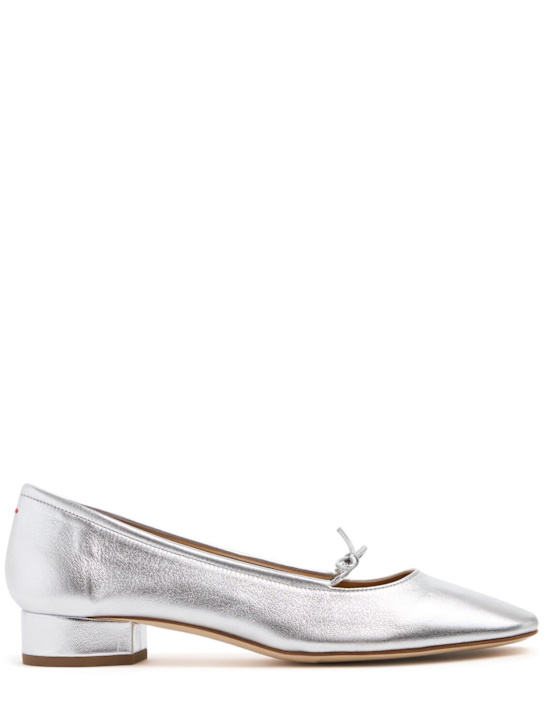 Aeyde: 25mm Darya leather ballerina pumps - Silver - women_0 | Luisa Via Roma