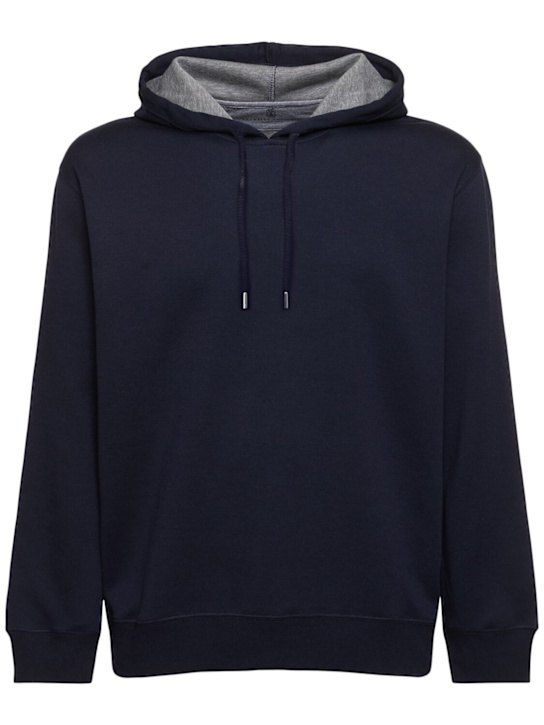 Brunello Cucinelli: Felpa in cotone - Blu Cobalto - men_0 | Luisa Via Roma