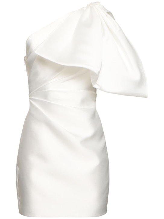 Solace London: Marcela one-shoulder twill mini dress - Beyaz - women_0 | Luisa Via Roma