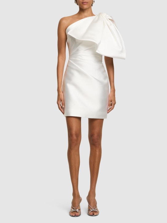 Solace London: Marcela one-shoulder twill mini dress - Beyaz - women_1 | Luisa Via Roma