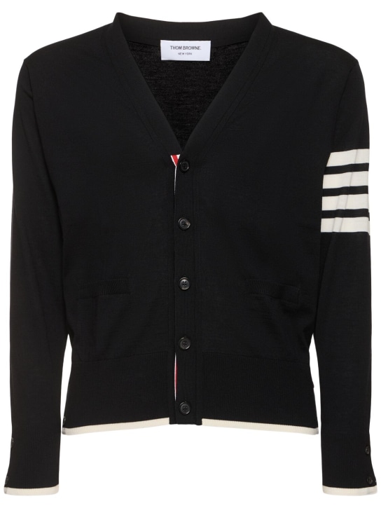 Thom Browne: Cardigan in jersey - Nero - men_0 | Luisa Via Roma