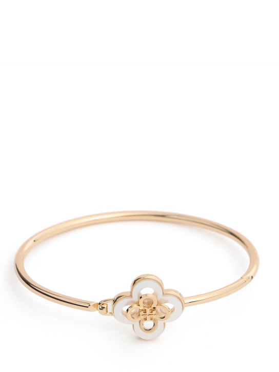 Tory Burch: Kira Clover hinged bracelet - Tory Gold / Mot - women_0 | Luisa Via Roma