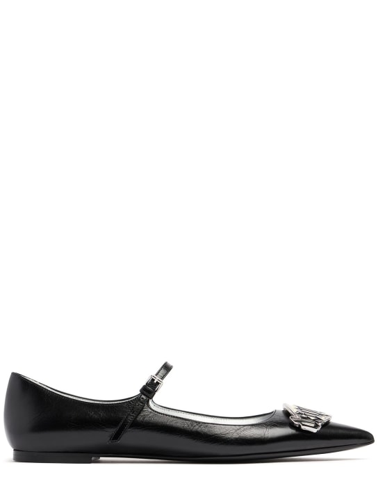 Dsquared2: 10毫米Gothic皮革芭蕾平底鞋 - 黑色 - women_0 | Luisa Via Roma