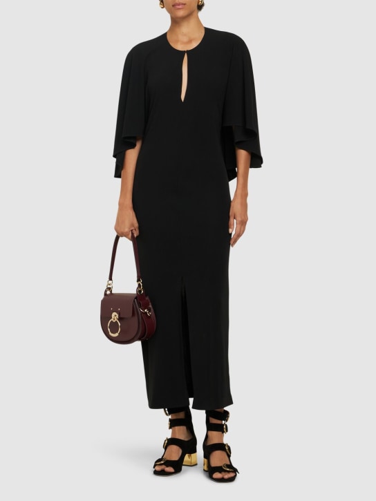 Chloé: Vestito midi in jersey - Nero - women_1 | Luisa Via Roma