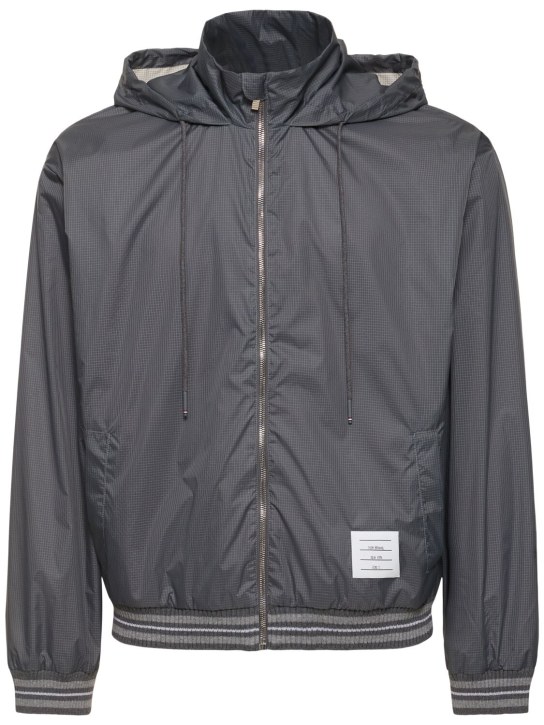 Thom Browne: Oversize zip-up jacket - Silver - men_0 | Luisa Via Roma