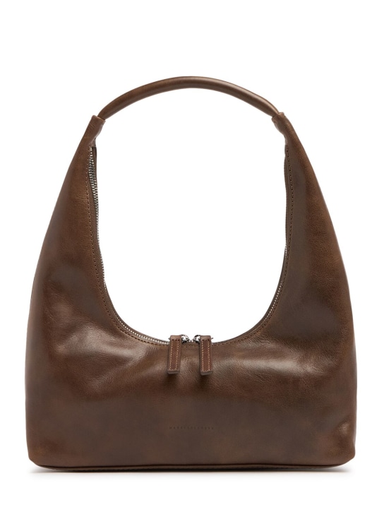 Marge Sherwood: Hobo leather shoulder bag - Brown Pull Up - women_0 | Luisa Via Roma