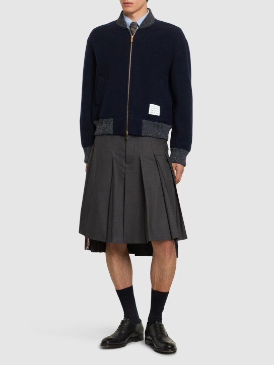 Thom Browne: Striped wool bomber jacket - men_1 | Luisa Via Roma