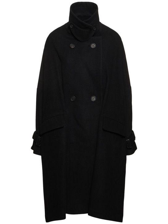 Yohji Yamamoto: Langer Mantel aus Wollmischung „Wollmelton“ - Schwarz - women_0 | Luisa Via Roma