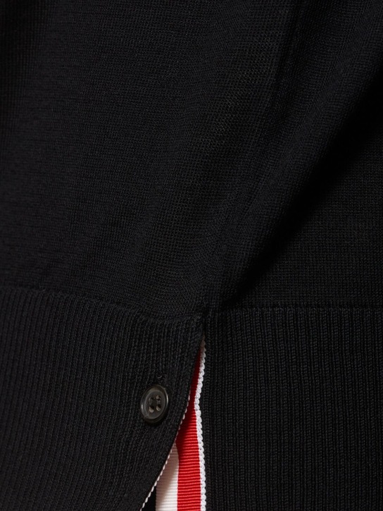 Thom Browne: Jersey stitch relaxed fit sweater - Black - men_1 | Luisa Via Roma