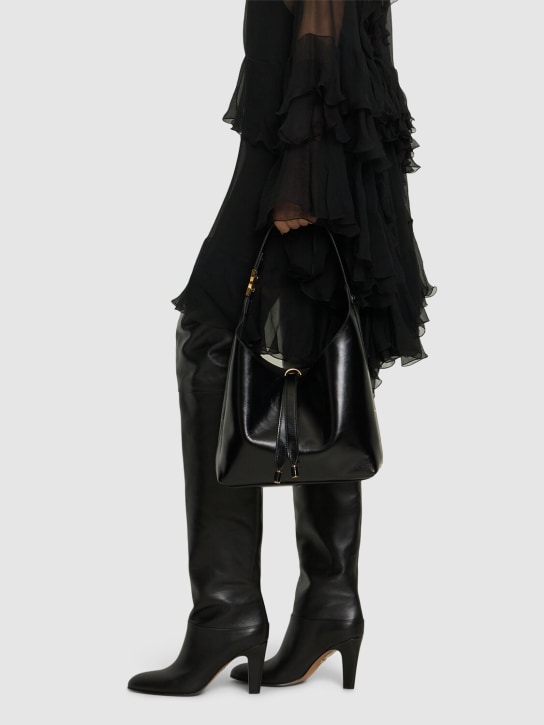 Chloé: Marcie shiny leather tote bag - Black - women_1 | Luisa Via Roma