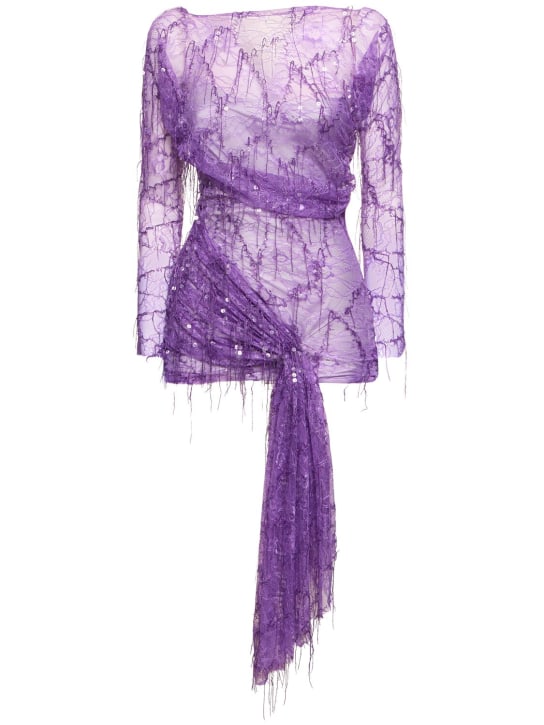 Christopher Esber: Sequined lace mini dress - Purple - women_0 | Luisa Via Roma