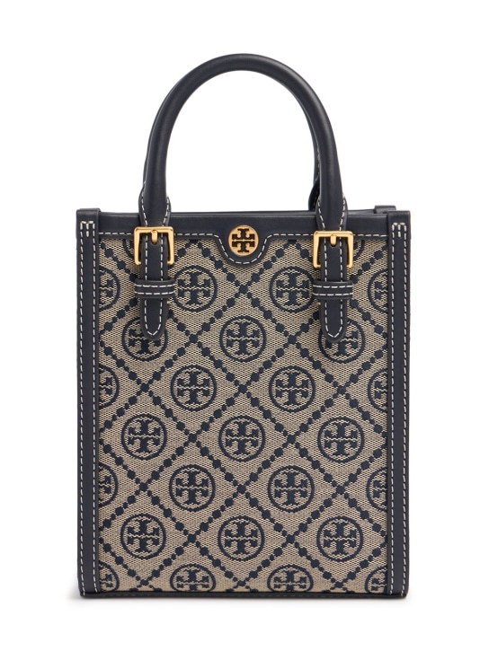 Tory Burch: Mini N/S T Monogram jacquard bag - women_0 | Luisa Via Roma