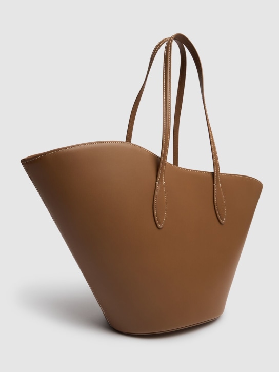 Little Liffner: Medium Tulip leather tote bag - Brown - women_1 | Luisa Via Roma