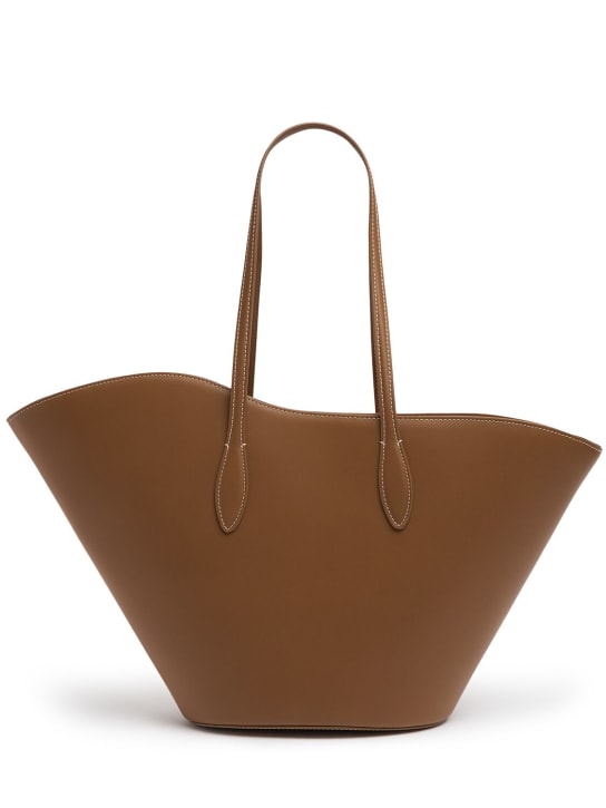 Little Liffner: Medium Tulip leather tote bag - Brown - women_0 | Luisa Via Roma