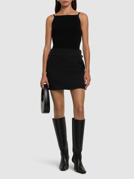 Courreges: Cut-out wool mini skirt - Black - women_1 | Luisa Via Roma