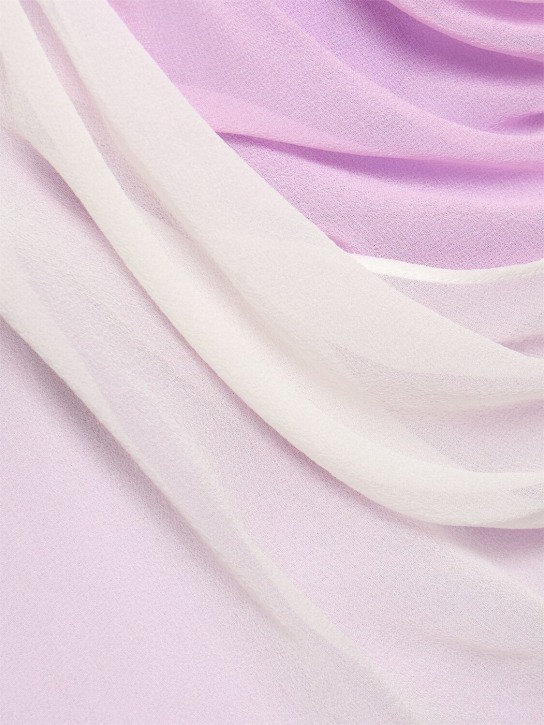 Christopher Esber: 三层褶皱领绸缎长款连衣裙 - Lilac/Purple - women_3 | Luisa Via Roma