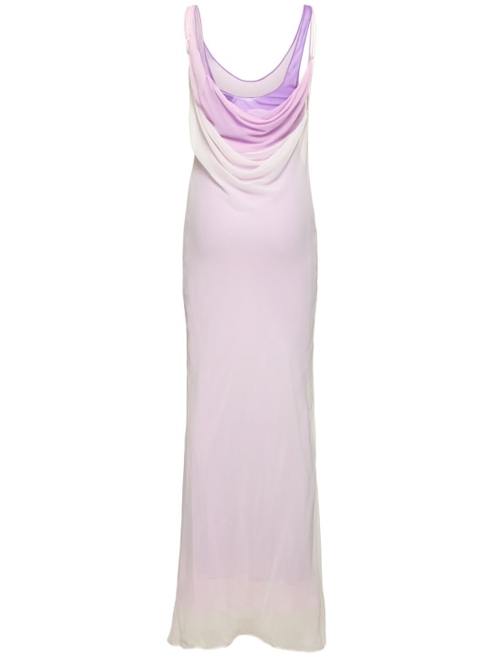 Christopher Esber: 三层褶皱领绸缎长款连衣裙 - Lilac/Purple - women_4 | Luisa Via Roma