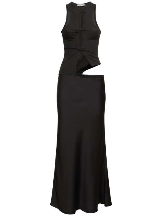 Christopher Esber: Vestido midi de satén - Negro - women_0 | Luisa Via Roma