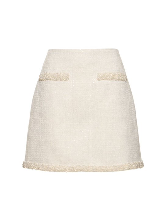 Self-portrait: Bouclé pearl trim mini skirt - women_0 | Luisa Via Roma