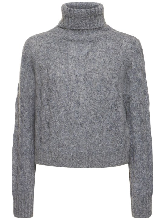 Brunello Cucinelli: Cable knit wool & mohair sweater - Grey - women_0 | Luisa Via Roma