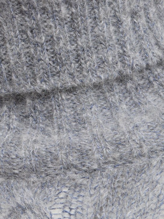 Brunello Cucinelli: Suéter de punto grueso de lana y mohair - Gris - women_1 | Luisa Via Roma