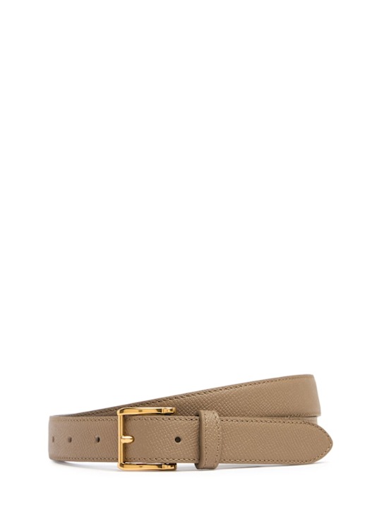 AMI Paris: 25mm Oval Buckle grained leather belt - women_0 | Luisa Via Roma