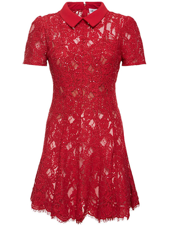 Self-portrait: Sequined lace mini dress - women_0 | Luisa Via Roma