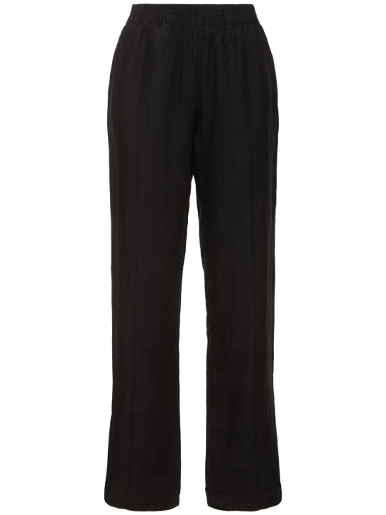 ANINE BING: Torres linen blend pants - 黑色 - women_0 | Luisa Via Roma