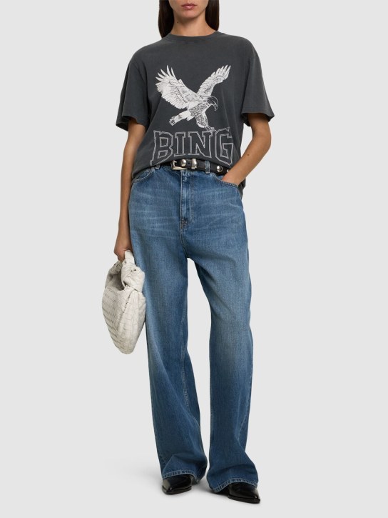 ANINE BING: Lili Retro eagle cotton jersey t-shirt - Black - women_1 | Luisa Via Roma