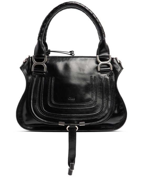 Chloé: Marcie shiny leather top handle bag - Black - women_0 | Luisa Via Roma