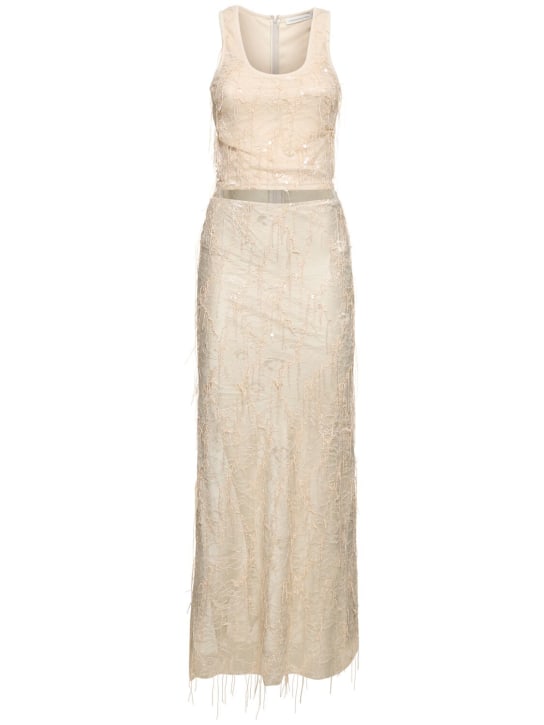 Christopher Esber: Vestido largo con abertura y decoraciones - Beige - women_0 | Luisa Via Roma