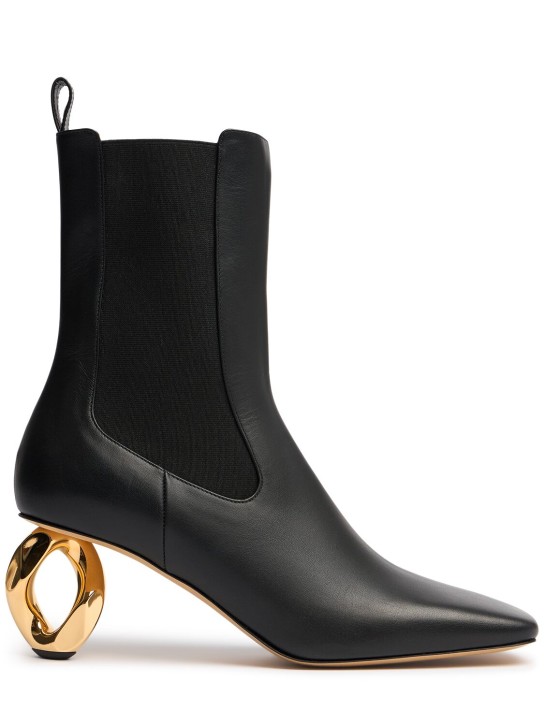 JW Anderson: 75mm Ankle boots w/ chain heel - Black - women_0 | Luisa Via Roma