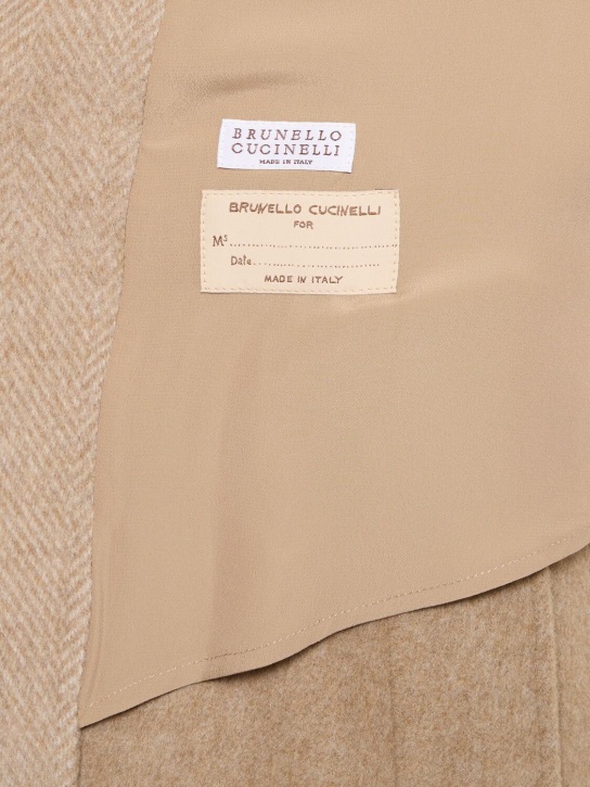 Brunello Cucinelli: 羊毛&羊绒大衣 - 米黄色 - women_5 | Luisa Via Roma