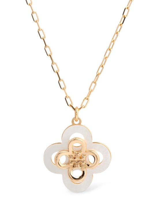 Tory Burch: Halskette mit Anhänger „Kira Clover“ - Tory Gold / Mot - women_0 | Luisa Via Roma