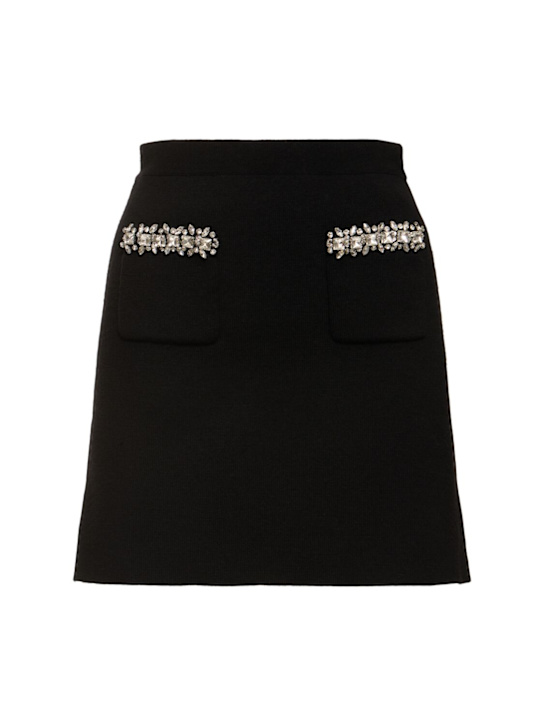 Self-portrait: Embellished knit mini skirt - Black - women_0 | Luisa Via Roma