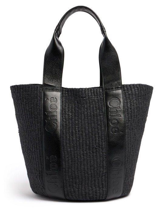 Chloé: Large Woody paper tote bag - Black - women_0 | Luisa Via Roma