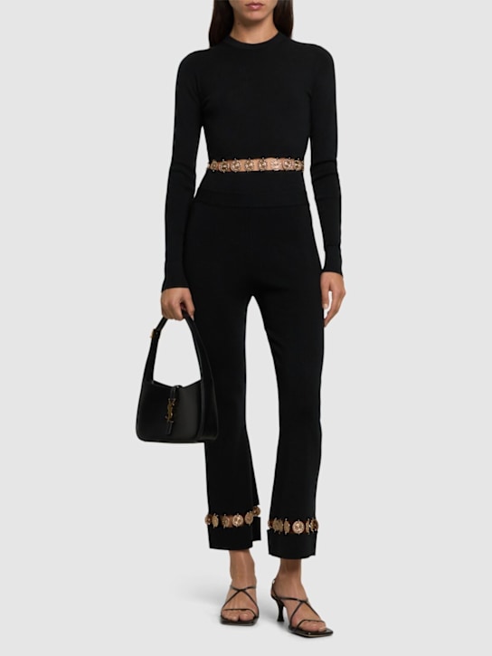 Rabanne: Embellished wool & silk sweater - women_1 | Luisa Via Roma