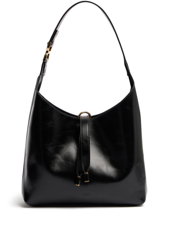 Chloé: Marcie shiny leather tote bag - Black - women_0 | Luisa Via Roma