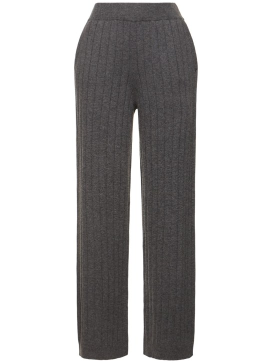 Brunello Cucinelli: Ribbed cashmere sweatpants - Grey - women_0 | Luisa Via Roma