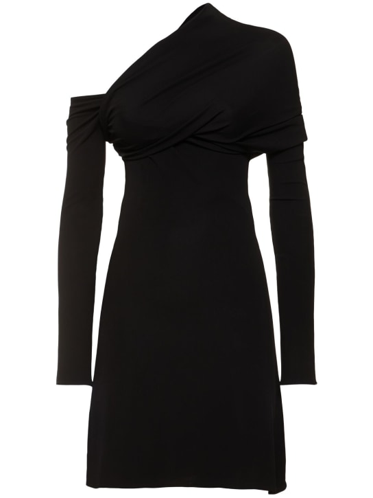 Courreges: Twist crepe jersey mini dress - Black - women_0 | Luisa Via Roma
