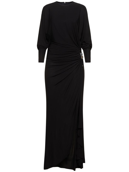 Christopher Esber: Helix draped viscose long dress - Black - women_0 | Luisa Via Roma