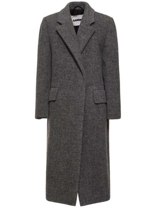 Jil Sander: Cappotto lungo doppiopetto Alpaca - Grigio Scuro - women_0 | Luisa Via Roma