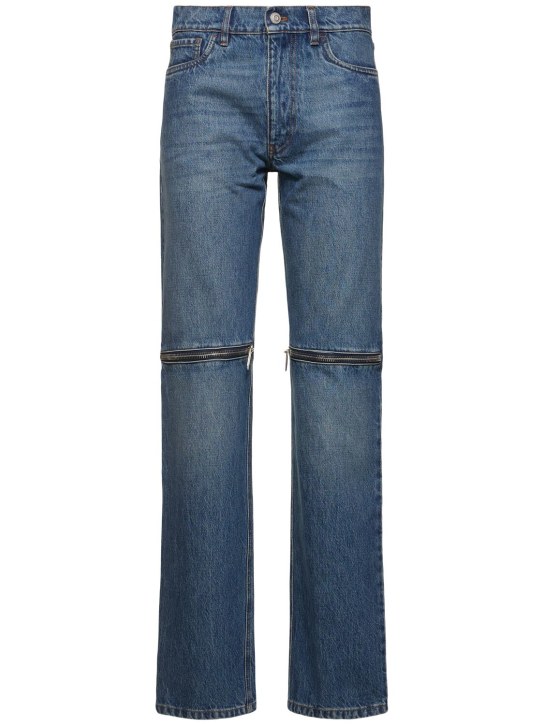 Coperni: Pantalon ample en denim détails zippés - Blue Vintage - women_0 | Luisa Via Roma