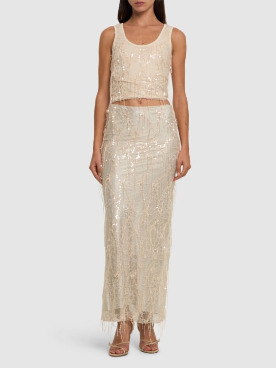 Christopher Esber: Embellished lace cutout long dress - Beige - women_1 | Luisa Via Roma