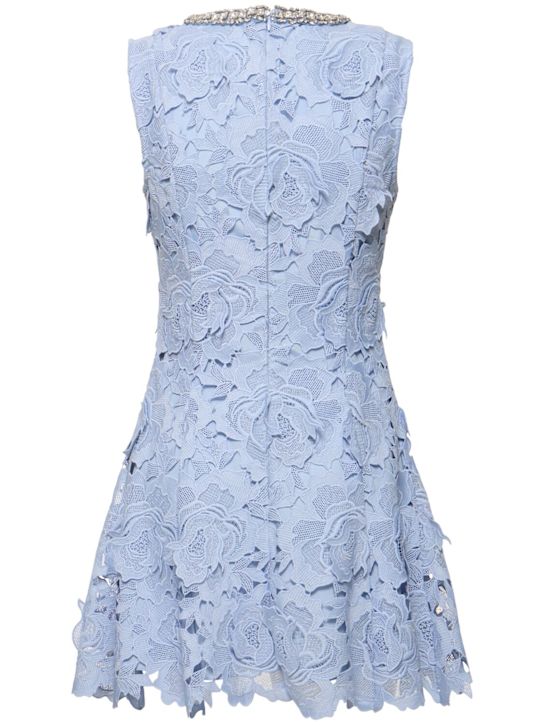 Self-portrait: Flower lace mini dress - Blue - women_4 | Luisa Via Roma