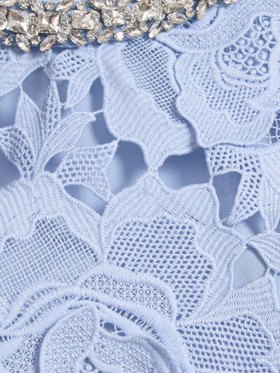 Self-portrait: Flower lace mini dress - Blue - women_3 | Luisa Via Roma