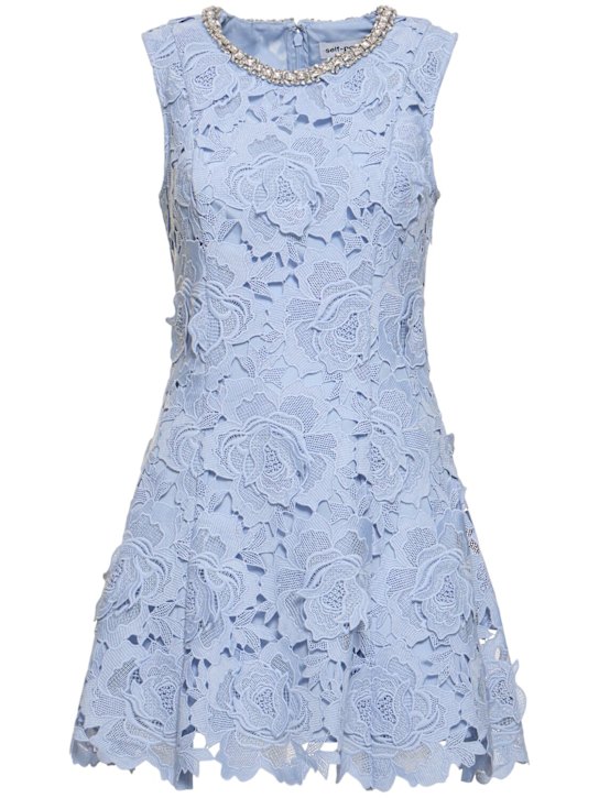 Self-portrait: Vestito in pizzo a fiori - Blu - women_0 | Luisa Via Roma
